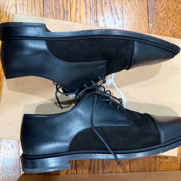 Christian Louboutin Black Leather and Suede Oxfords
